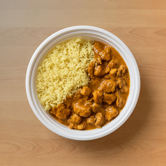 Butter Chicken Over Rice.