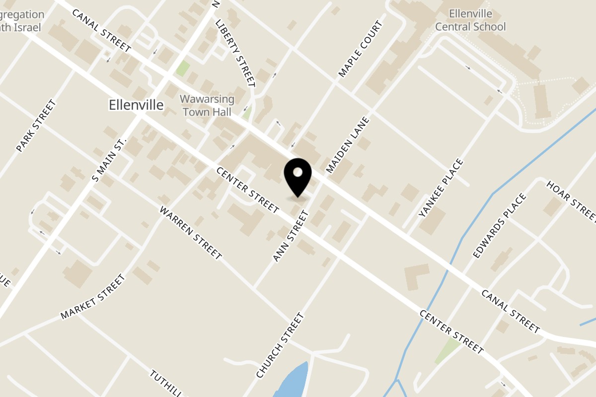 Map showing the location of Ellenville Spice Fusion on 104 Center St in Ellenville